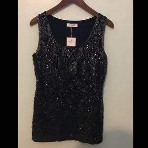 Black Sequence Tank Top